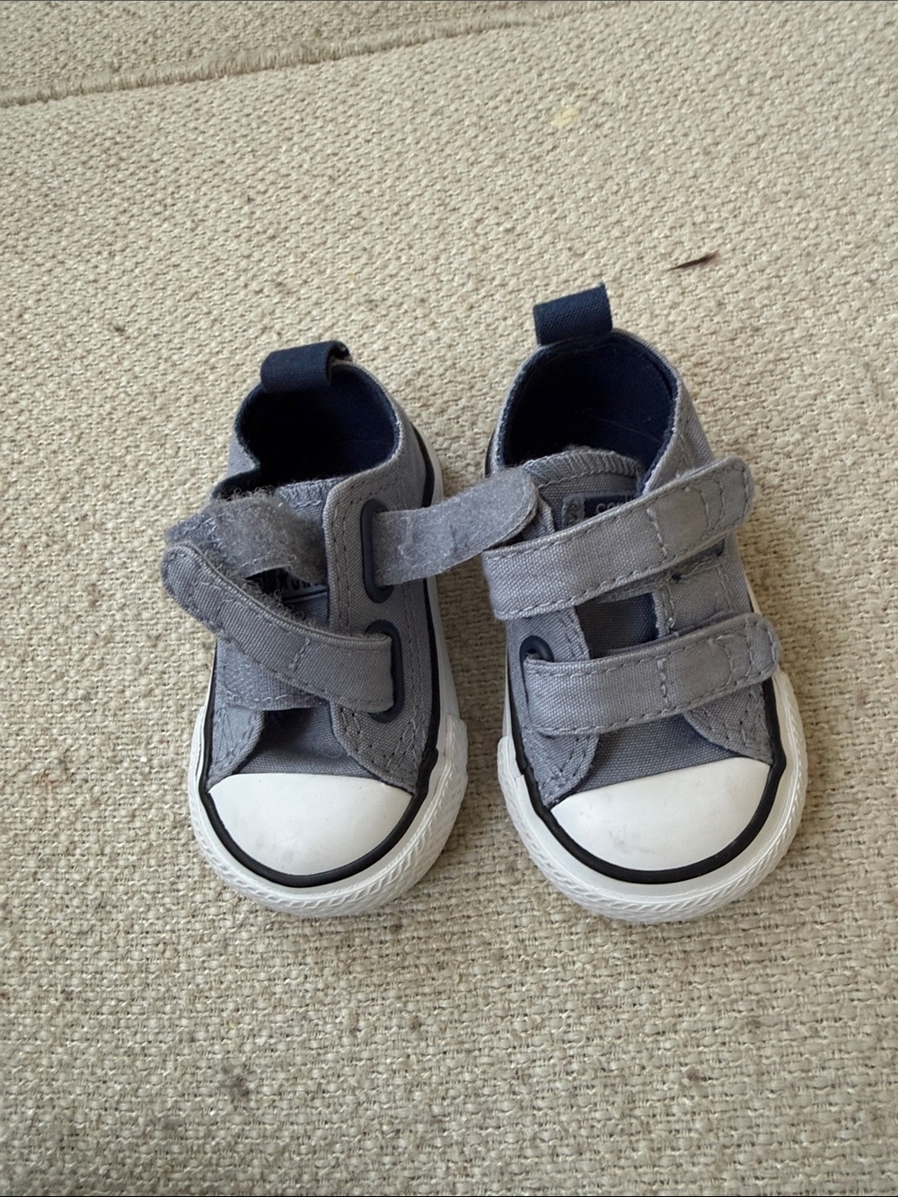 Converse Kids Grey Canvas Velcro Sneakers